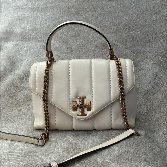 Tory Burch Handbags - Tory Burch Cream Quilted Shoulder Bag with Gold Accents
